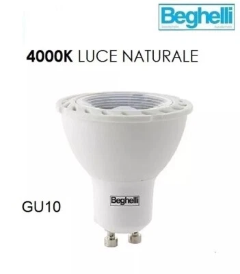 LAMPADA LAMPADINA BEGHELLI SPOT SAVING FARETTO LED 4W GU10 4000K LUCE CALDA - Immagine 1 di 2