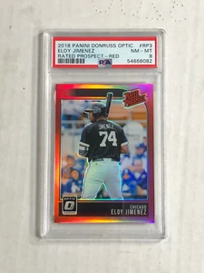 ELOY JIMENEZ 2018 Donruss Optic RED HOLO PRIZM SP RC 16/99! PSA NM-MT 8! INVEST! - Picture 1 of 5