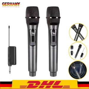 UHF Funkmikrofon System 2x Handmikrofon drahtlos Set Wireless Microphone Karaoke - Bild 1 von 12