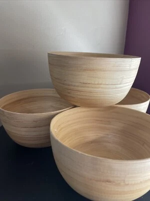 4 Crate & Barrel Bamboo ‘Bambu’ Bowls - Image 1 of 4