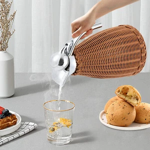 1.5L Rattan Insulated Thermal Jug Coffee Double Walled Vacuum Insualted Jug - Picture 1 of 10