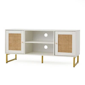 JOMEED TV Console Stand Table Cabinet Entertainment Center, White (Open Box) - Picture 1 of 11