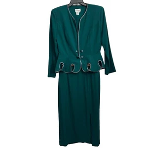 Rimini Teal Skirt Suit With Unique Cutout Design & Matching Buttons size 14 suit - Picture 1 of 12