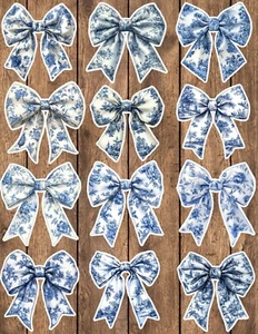 Blue and White Ribbon Die Cut Vinyl Stickers Scrapbooking Laptop Waterbottle  - Picture 1 of 1