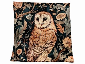 William Morris Abstract Floral Owl Design Throw Pillow Cover Home Decor 18” - Picture 1 of 5