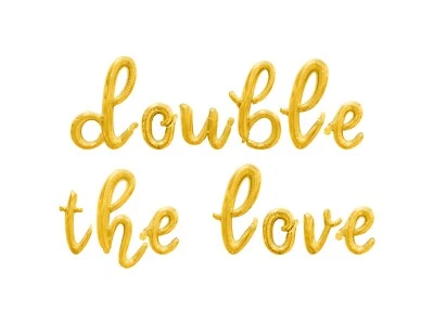 DOUBLE THE LOVE Cursive Letter Balloon Banner - Twins Baby Shower Decorations - Image 1 of 4