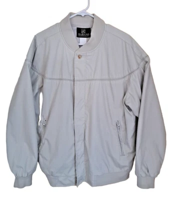 Haband Mens Lg Bomber Jacket Casual Full Zip Pockets Lined Beige Pre-owned  Foto 1 de 4