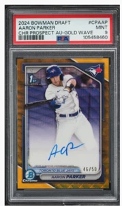2024 Bowman Chrome Draft Aaron Parker Gold Wave Auto /50 PSA 9 - Picture 1 of 2