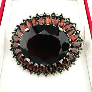 Art Déco Brosche Böhmische Granate Silber Sammlerstück Brooch Bohemian Garnets - Bild 1 von 4