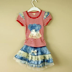 Primavera Verano Lindo Niñas Hermoso Elegante Informal Conjunto de Top y Falda a Juego - Imagen 1 de 2