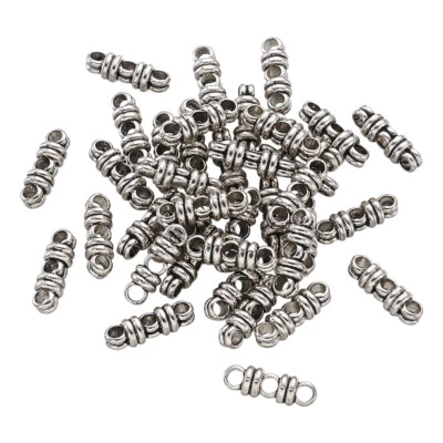 50pcs Tibetan Silver Alloy Large Hole Spacer Bars 3-Hole Links Crafting 6.5x20mm - Image 1 of 4