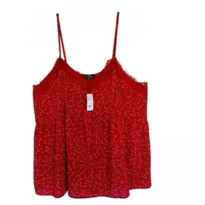 NWT Suzanne Betro RED Floral Lace Trimmed Cami - 4X - Picture 1 of 7
