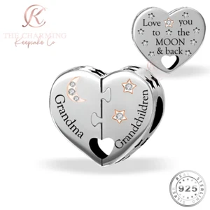 Dije Abuela y Nietos Genuino Plata Esterlina 925 Amor a la Luna - Cumpleaños - Imagen 1 de 5