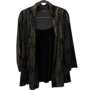 Notations Damen-Top schwarz Samt Glitzer gold Glitzer Größe 3X Urlaub Silvester - Bild 1 von 9