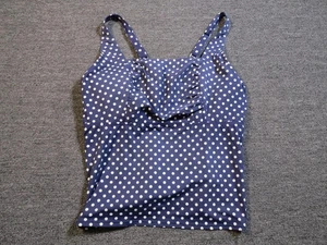 Lands End Tankini Swimsuit Top Womens 20W DDD Ruched Padded Polka Dot Swimwear - Picture 1 of 10