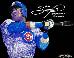 Sammy Sosa Signed Framed ORIGINAL 16x20 Oil Painting Inscription Cubs JSA 1/1 - Picture 1 of 5