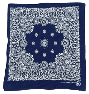 Dark Blue Floral Paisley 100% Cotton Made in USA RN-15187 Bandana 18" x 20" - Picture 1 of 5