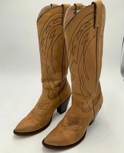 Frye BILLY TALL Cowboy Western Leather Boots #77742 Light Tan Women’s 8.5 B Knee - Picture 1 of 4
