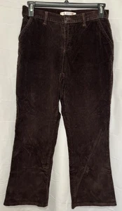 Pantalone Bill Blass donna 6P marrone scuro velluto a coste elasticizzato dritto gamba larga retrò - Foto 1 di 3
