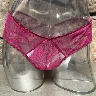 Victoria's Secret Lace Crotchless High Leg Cheeky Panty Sz L MAGENTA NWT$18.95 - Image 1 of 4