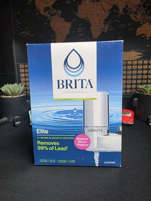 Brita Elite Faucet Mount System Chrome Water Filter Removes 99% Lead NIB Free Sh - Image 1 of 4