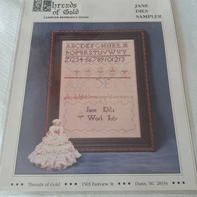 Threads Of Gold Sampler Reproductions Cross Stitch Pattern Jane Dils Sampler - Image 1 of 4