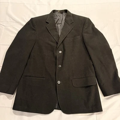 Vintage 80s 90s Structure Men Black Velour Sport Coat 42R Retro Casual Nightlife - Image 1 of 4