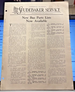 STUDEBAKER SERVICE MAY 1929 BULLETIN COMMERCIAL CAR EDITION NO. 12-B BUS PARTS - Picture 1 of 4