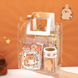 1Set Kawaii Capybara Stationery Set Cartoon Handbag Stationery Set Birthday Gift - Picture 1 of 16