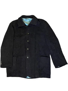 Ibiza Wool Tapas Jacket Mens Blazer Overcoat Stripped Black Brown Size 44L - Picture 1 of 15