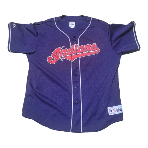 Vintage Majestic Cleveland Indians XL Jersey USA Baseball MLB Button No Player Cover