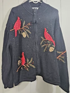 Vtg 2004 Heirloom Collectibles Christmas Sweater  Red Birds/PineCones Sz. 3X - Picture 1 of 4