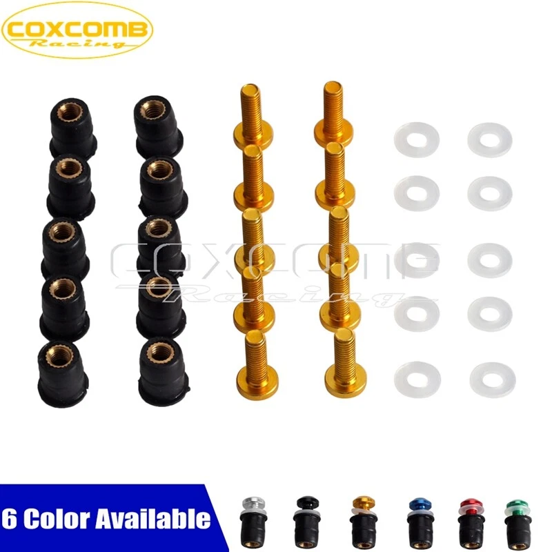 10x M5 5mm Motorcycle Fairing Bolts Spire Speed Fastener Clips Screw Spring Nuts — 第 1/4 张图片