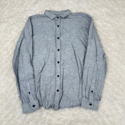 A/X Armani Exchange Men's L Large Blue Linen Blend LS Shirt Preppy Coastal - Image 1 of 4