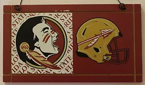 University Florida State Seminoles College NCAA Wood Plaque Sign Helmet a1 - Picture 1 of 1