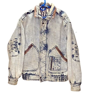Expeditions Acid Wash Denim Jeansjacke Mantel Damen klein 80er Retro Bomber - Bild 1 von 15