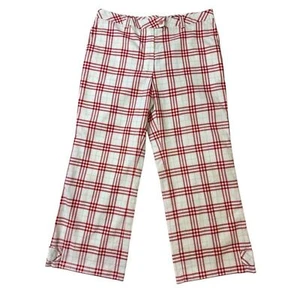 Burberry Golf Plaid Women's Pants Size 4 Red White Pockets Capri - Picture 1 of 16