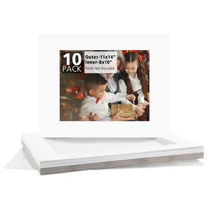 11x14 White Picture Mats Mattes White Core Bevel Cut for 8x10 Photo Acid Free - Picture 1 of 11