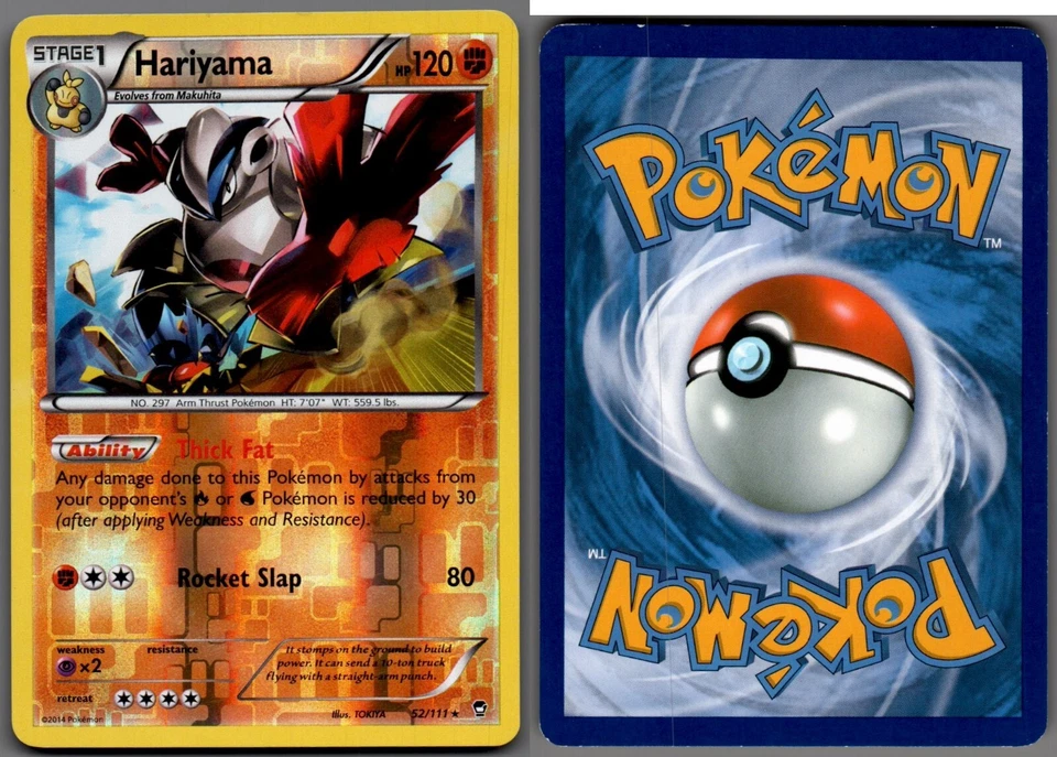 2014 Pokemon, XY Furious Fists, #52/111 Hariyama, Reverse Holo Rare - Image 1 of 1