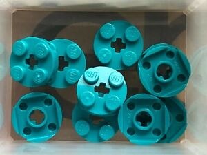 LEGO Parts - Dark Turquoise Plate Round 2 x 2 w Axle Hole - No 4032 - QTY 10