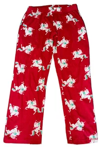 Flirtitude Womens Santa Unicorn Fleece Pajama Bottoms Lounge Pants Size M - Picture 1 of 6