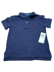 Polo Ralph Lauren Kid's French Navy Short Sleeve Pony Logo Polo Shirt Size 3/3T - Afbeelding 1 van 6