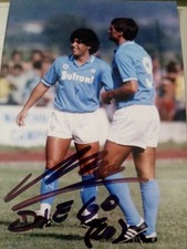 Foto con autografo Maradona con coa Napoli argentina boca maglia