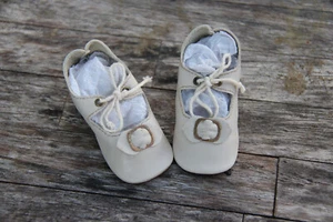 Zapatos de cuero para muñeca antigua ~ Kestner Jumeau Bru Jne 3-1/8" (80 mm) #165 Dolantik - Imagen 1 de 8