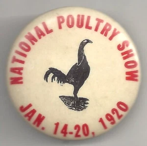 1920 National Poultry Show Pin w/ CHICKEN! Over 100 Years Old! - Picture 1 of 2