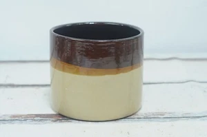 Vintage/Antik Steinzeug Topf Salz glasierter Topf braun über beige 7,25""Hx8,5""H - Bild 1 von 7