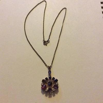 Anhänger Silber vergoldet Handarbeit mit 8 Saphire 4 Kristalle 2 Turmaline - Bild 1 von 2