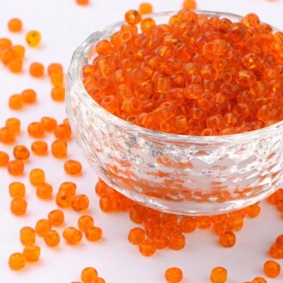 Z  1 pound seed bead glass Transparent Dark Orange 4mm SEED X34 Foto 1 de 2