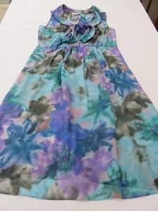 LK BENNETT ZIERLICHES BLAU LILA 100 % SEIDE CHIFFON ÄRMELLOSES KLEID ZUM BINDEN UK 14 - Bild 1 von 16
