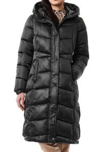 Bernardo Womens Black Maxi Puffer Jacket Long Length XL - Picture 1 of 8